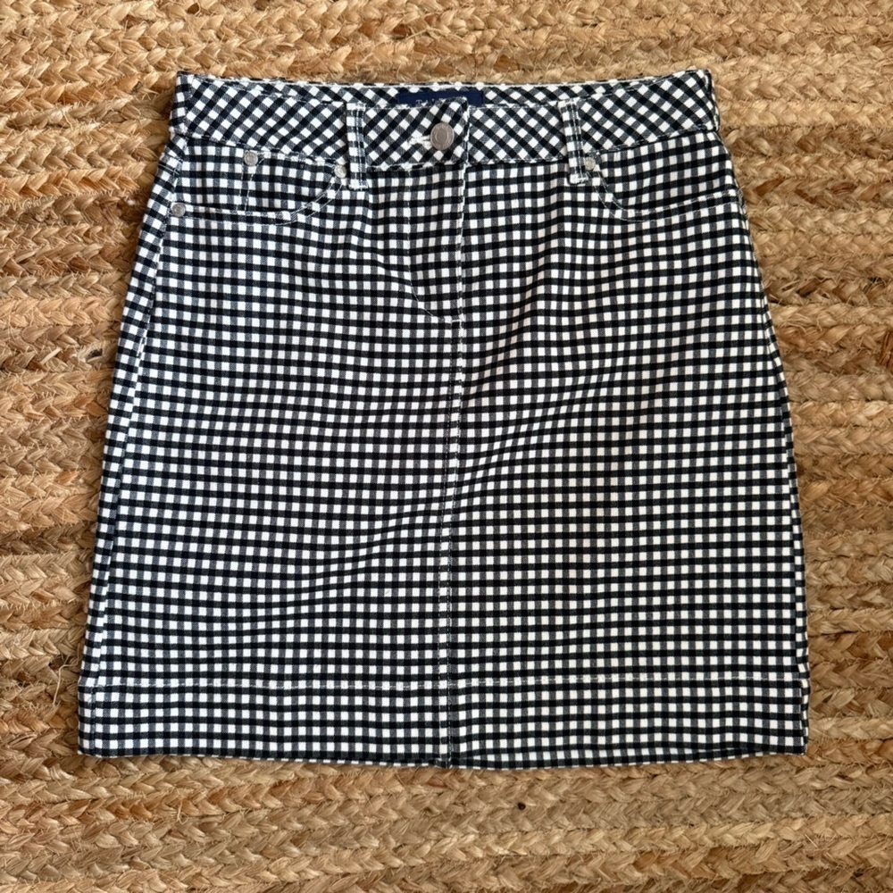 Talbots Size 2 Petite Black & White Gingham Skirt